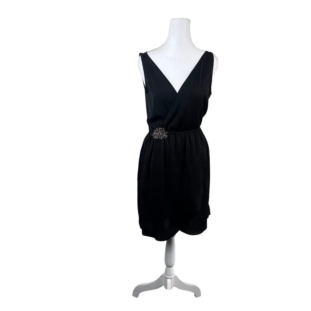 Zara Trafaluc Black Sleeveless Beaded Wrap Mini Dress Small MMXII Collection LBD